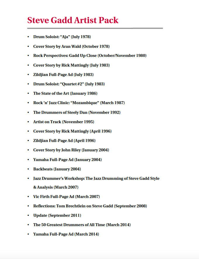 Steve Gadd Artist Pack