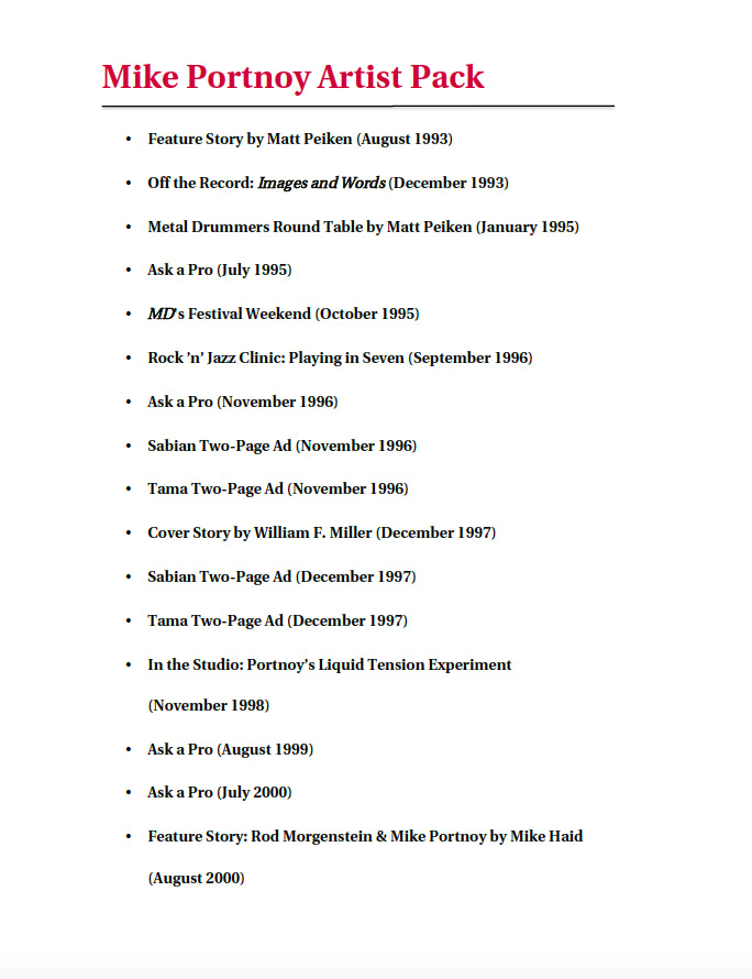 Mike Portnoy Artist Pack