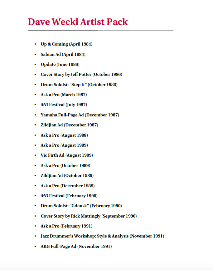 Dave Weckl Artist Pack