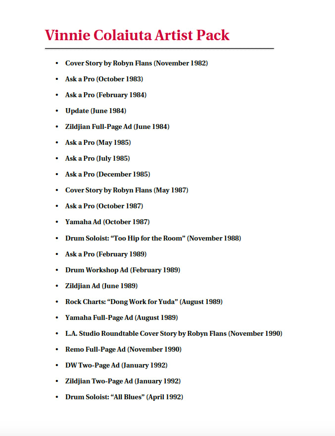 Vinnie Colaiuta Artist Pack